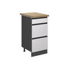 KÜCHENUNTERSCHRANK R-Line Weiß 40 cm mit Schubladen, AP Eiche - Anthrazit/Weiß, Holzwerkstoff (40/81.6/60cm) - Vicco