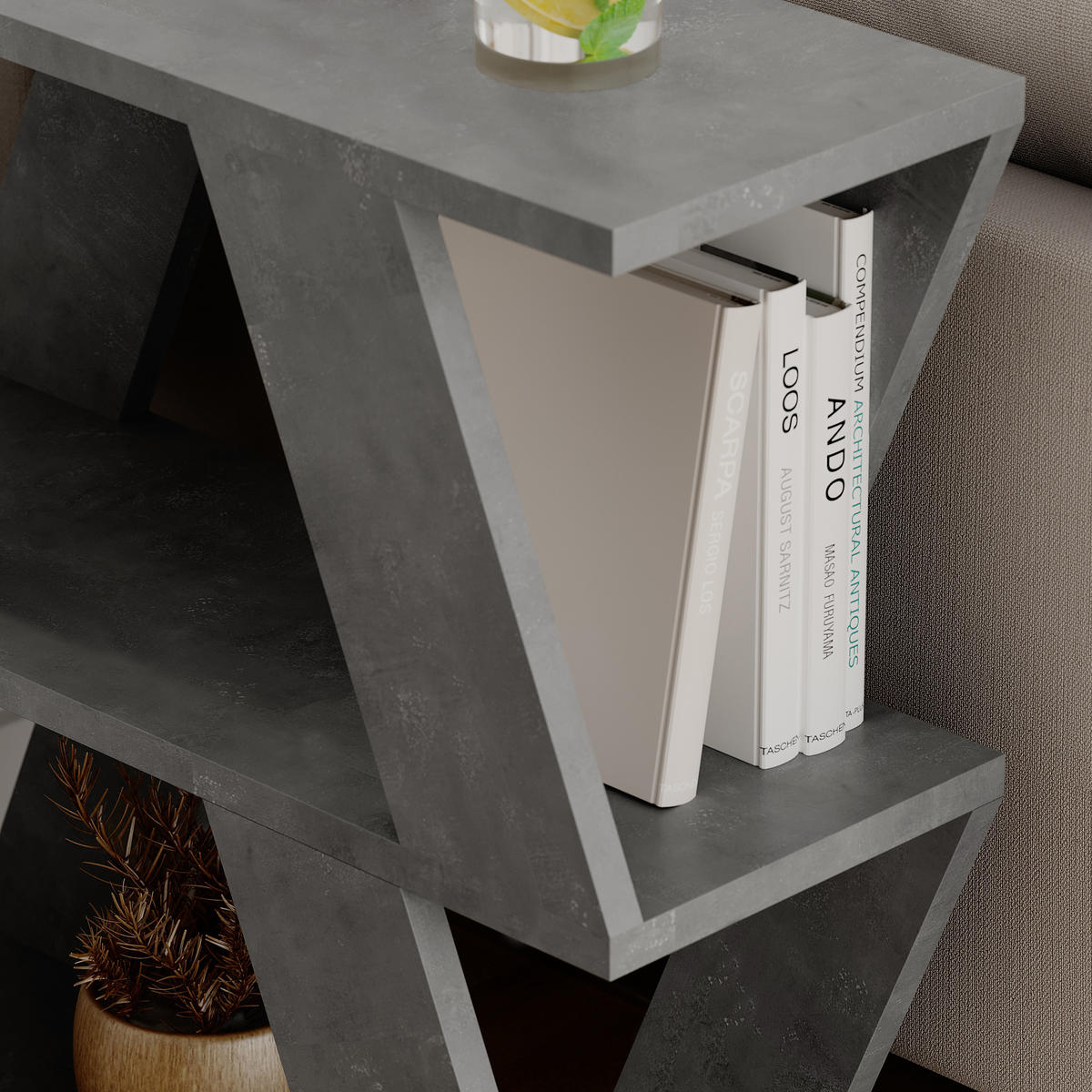 BEISTELLTISCH Lazena Retro-Grau 60/22/55,4 cm - Grau, Holzwerkstoff (22/60/55.4cm) - Decortie