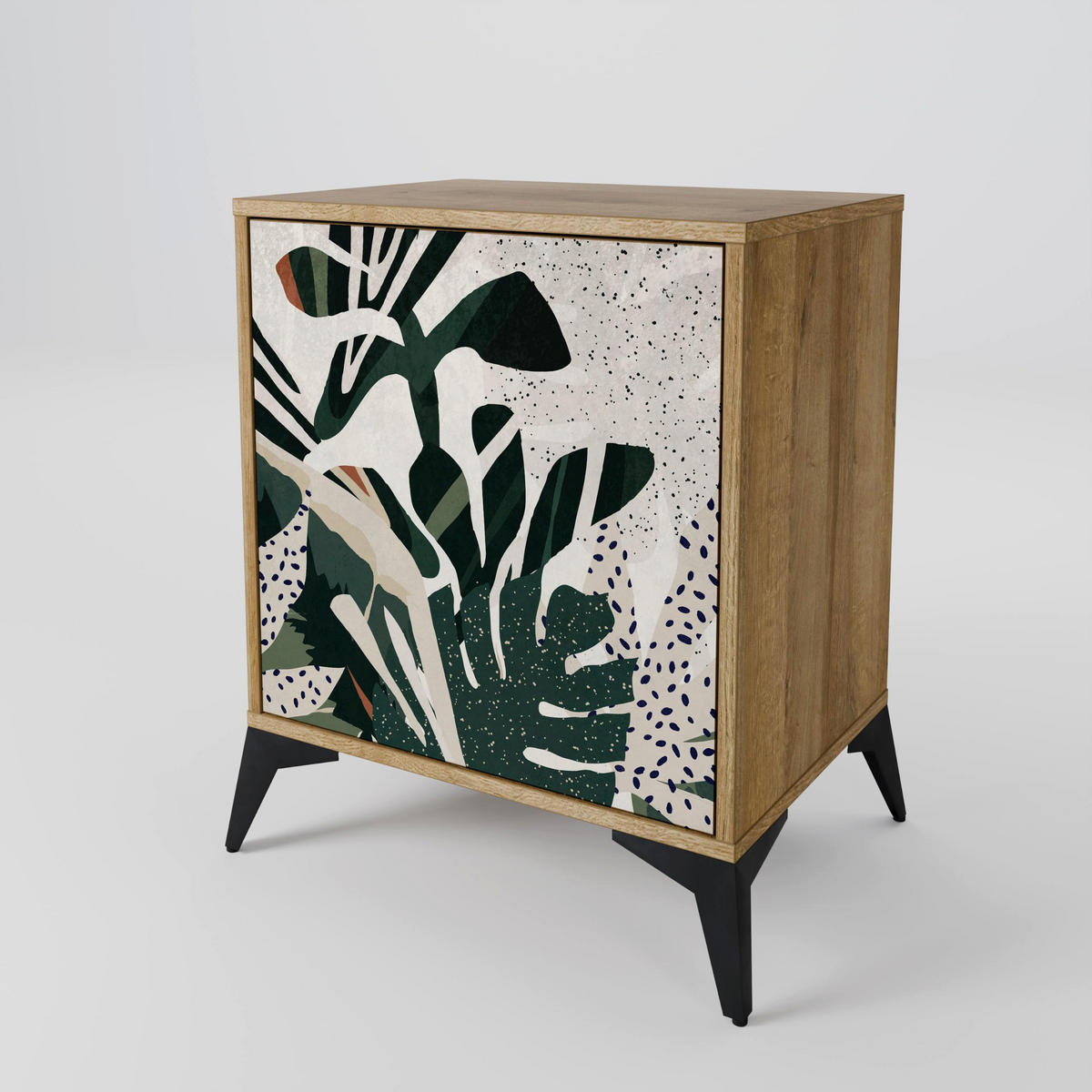 SIDEBOARD VERDURE FORMATION, Eichefarben, 57,5x42x67,5 cm, Schwarze Metall-Rahmenfüße - Eichefarben/Multicolor, Holzwerkstoff/Metall (57.5/67.5/42cm) - SpaceRebels