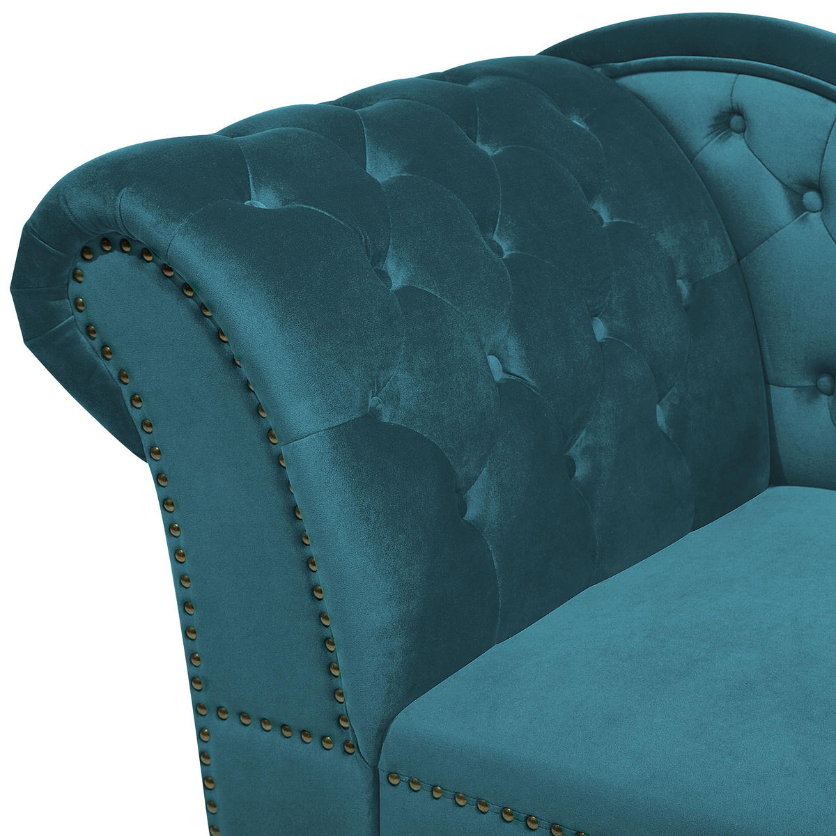 CHAISELONGUE Samtstoff smaragdgrün linksseitig Nimes - Schwarz/Hellgrün, Textil (170/79/61cm) - Beliani