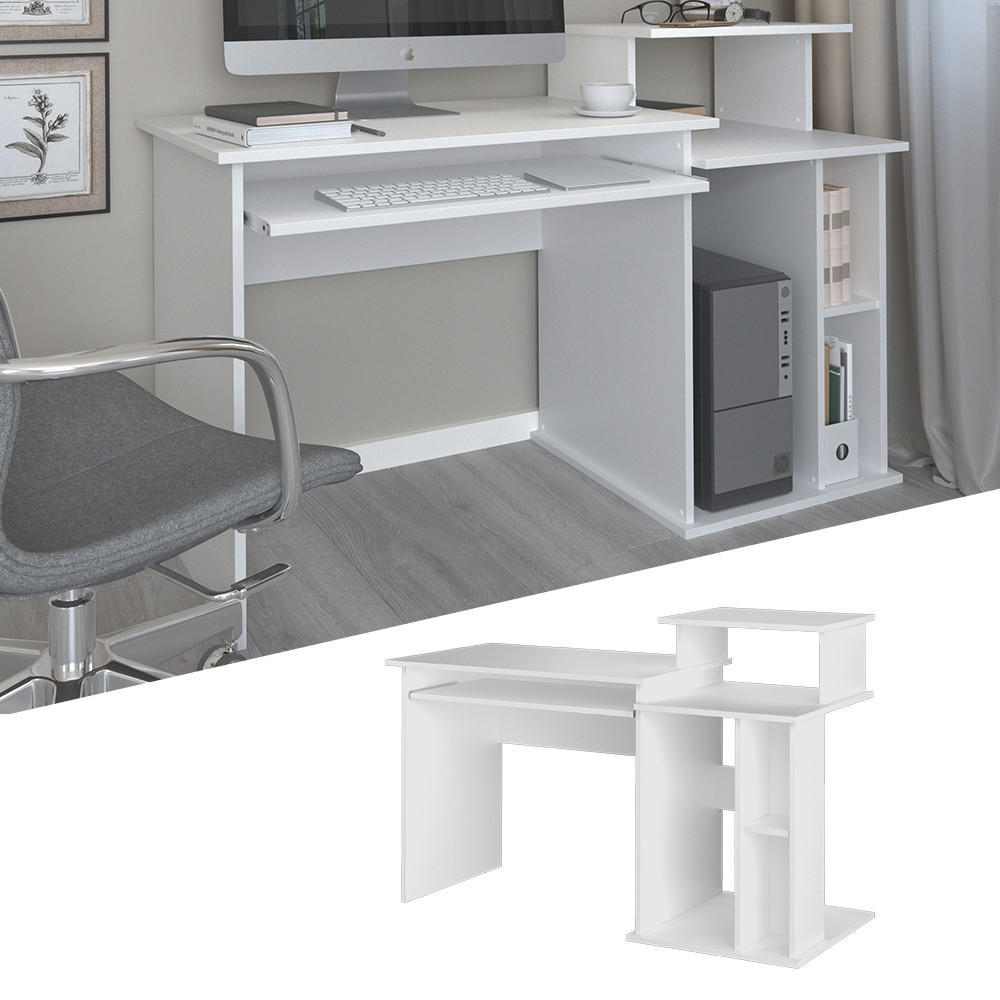 SCHREIBTISCH Jan Weiß 130 x 55 cm - Weiß, Holzwerkstoff (55/130/87cm) - Vicco