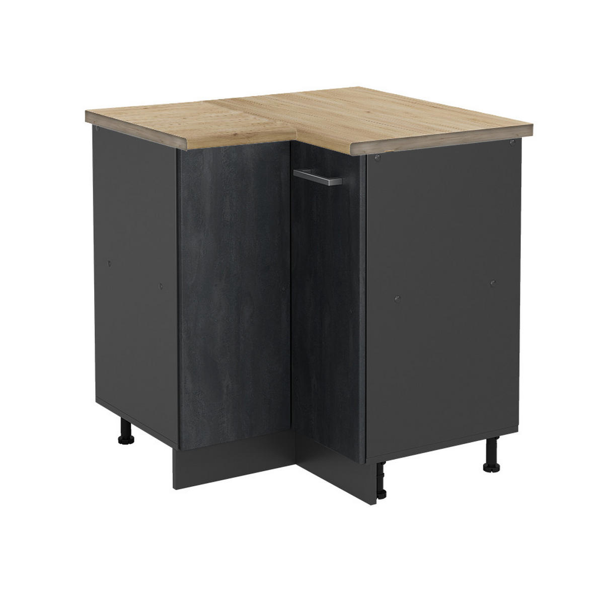 ECKUNTERSCHRANK R-Line Schwarz Beton 75.6 cm AP Eiche - Anthrazit/Schwarz, Holzwerkstoff (75.6/81.6/60cm) - Vicco