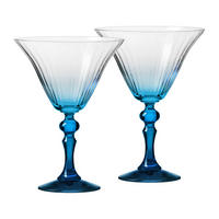 COCKTAILGLÄSER BUBBLE CELEBRATION MOMENTS MIT TÜRKISFARBENEM STIEL, 2ER-SET, 170 ML - Türkis/Transparent, Glas (0.17L) - Krosno Glass