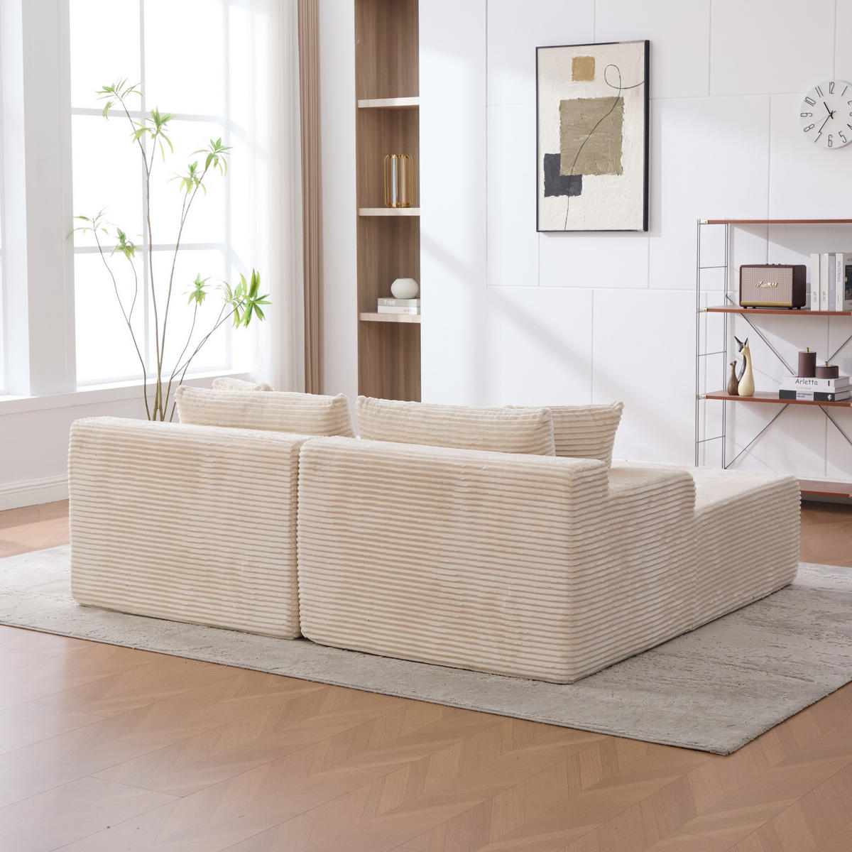 SOFAELEMENT 200/174/74.5 cm Elfenbein mit 30D hochelastischem Schaumstoff und rutschfestem Boden - Ecru, Textil (174/74.5/200cm) - Oxeza