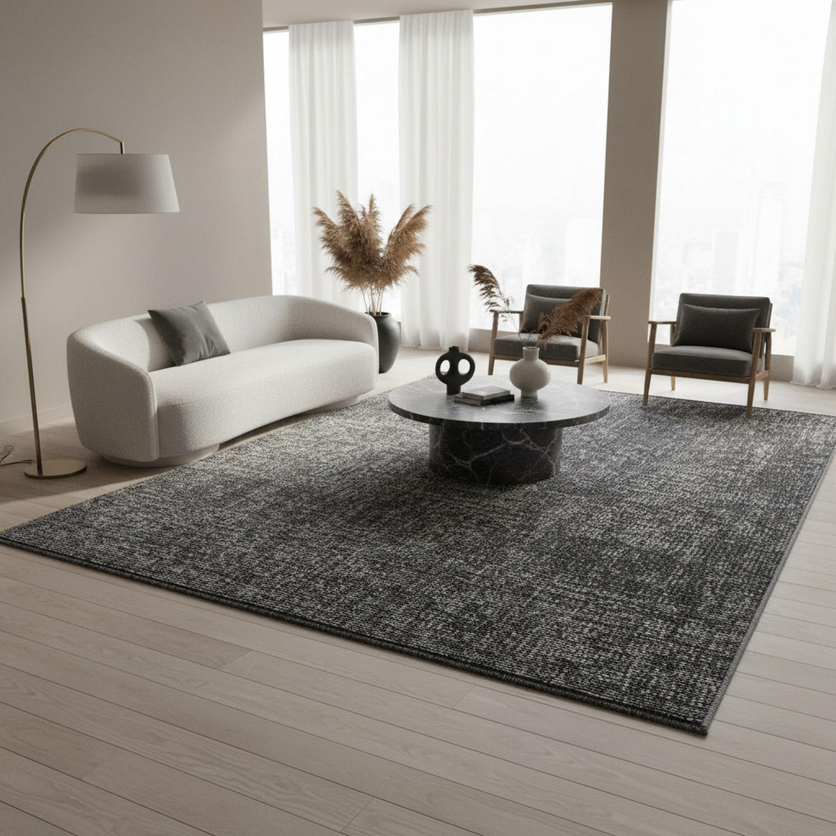 TEPPICH Kurzflor Unicolor Chenille Baumwolle Innen Grau Rechteckig 120x170 - Grau, Textil (120/170cm) - KADIMA DESIGN