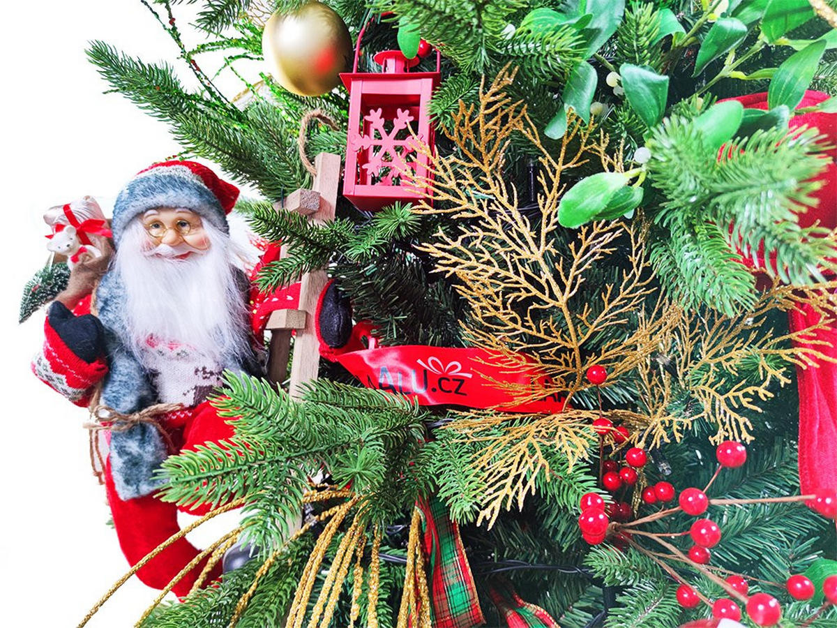 WEIHNACHTSBAUMSCHMUCK-SET SANTA CLAUS, 124-teilig, für Weihnachtsbäume 240–270 cm, inkl. Aufbewahrungsbox - Rot/Goldfarben, Kunststoff/Textil (55/50/75cm) - LAALU