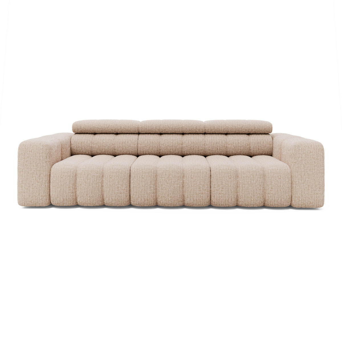 SOFA 3-Sitzer Chenille 289x113x78 beige KONSTANTIN - Beige, Kunststoff (289/78/113cm) - Massivmoebel24