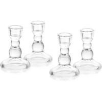 KERZENSTÄNDER 4-teiliges Set Glas Transparent Klein - Transparent, Glas (6.5/9/6.5cm)