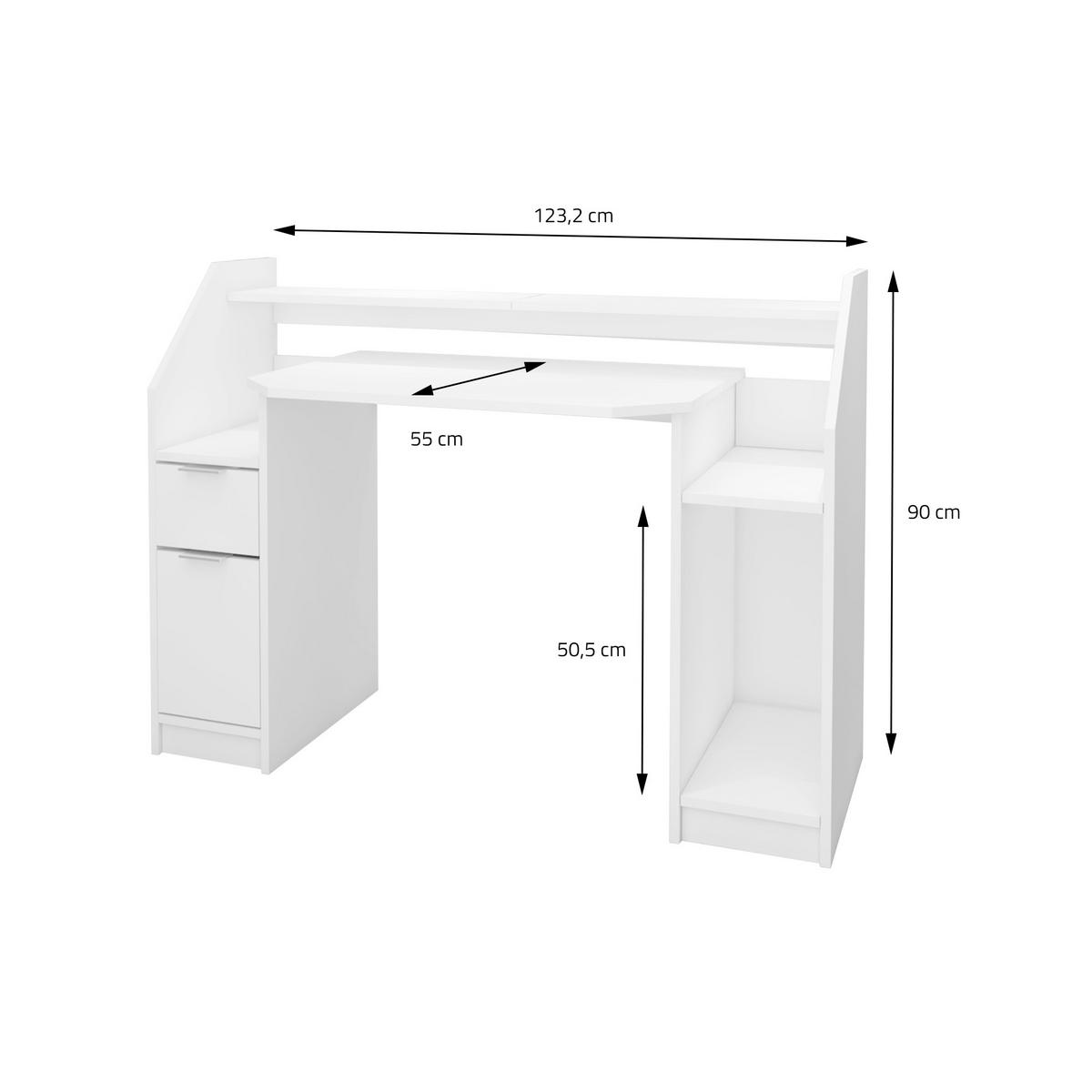 SCHREIBTISCH - Weiß, Holz (123.2/55/90cm) - ML-DESIGN