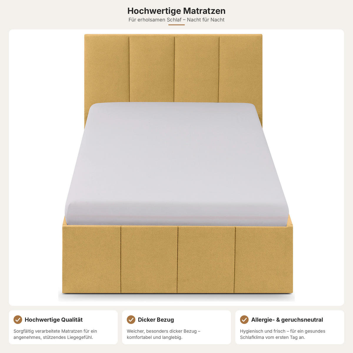 POLSTERBETT Dalas Gold 100 x 200 x 40 cm Stauraum Mit hochwertiger Matratze H2 (bis 100 kg) und Lattenrost - Goldfarben, Holz (100/200cm) - Halmon Schlafkomfort Betten 