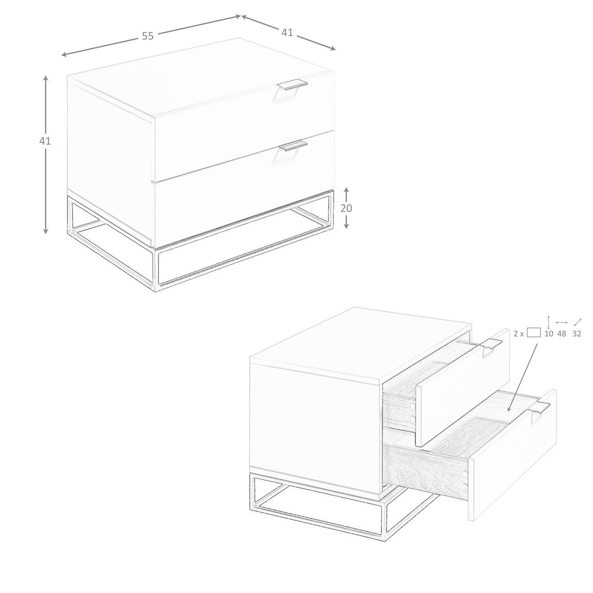 NACHTSCHRANK Nachttisch aus grauem Holz und schwarzem Stahl 55/41/41 cm - Schwarz/Grau, Holz (55/41/41cm) - ANGEL CERDA