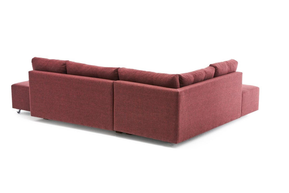 ECKSOFA mit rollbarer Schlaffunktion - Rot/Walnussfarben, Holzwerkstoff/Kunststoff (280/206cm) - myHomelando