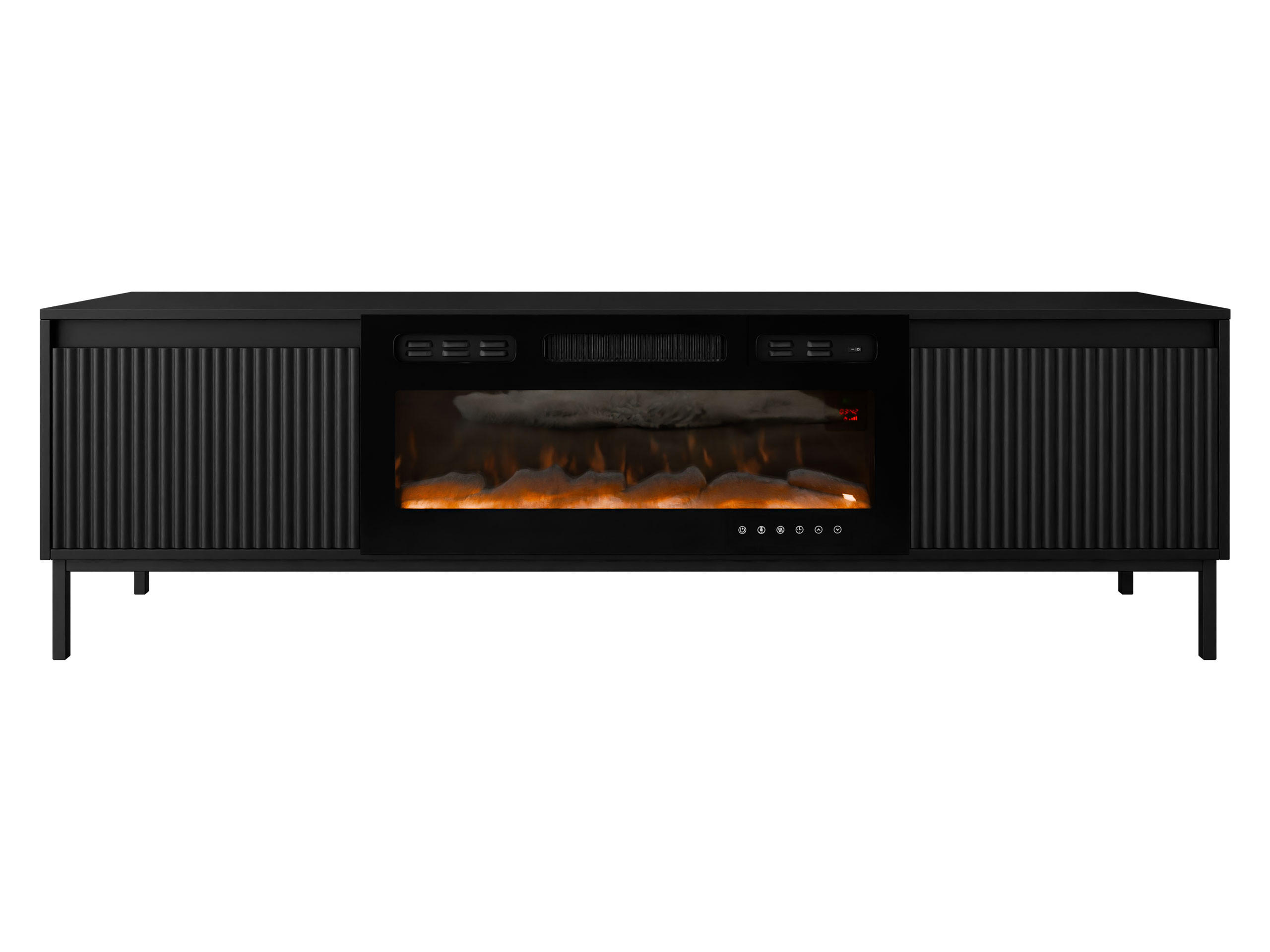 TV-LOWBOARD Ozmi 2K EF mit Kamin - Schwarz, Holzwerkstoff/Metall (174/52/40cm) - MIRJAN24