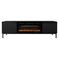 TV-LOWBOARD Ozmi 2K EF mit Kamin - Schwarz, Holzwerkstoff/Metall (174/52/40cm) - MIRJAN24