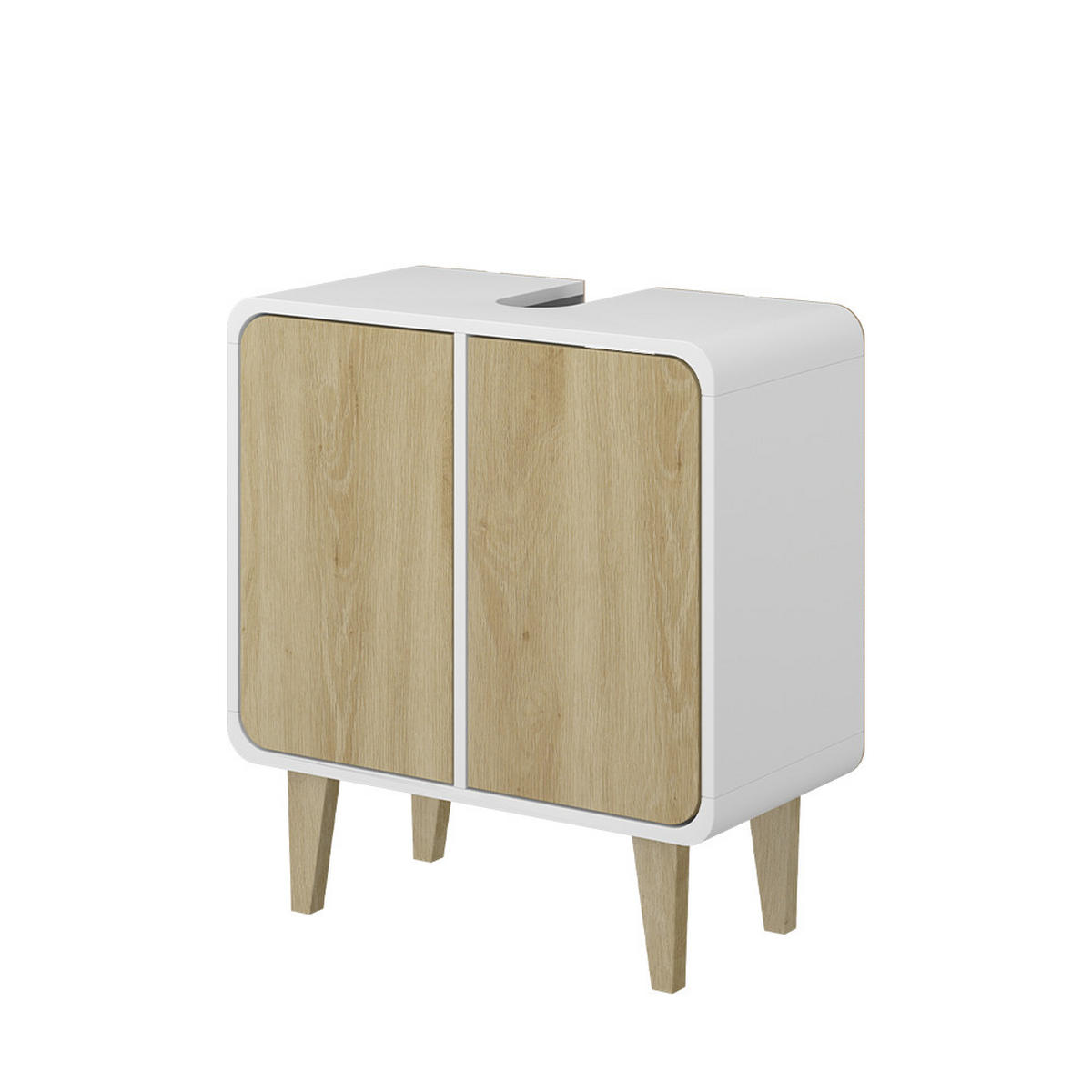WASCHBECKENUNTERSCHRANK Arla Weiß/Eiche 60 x 61 cm - Eichefarben/Weiß, Holzwerkstoff (60/61/30cm) - Vicco