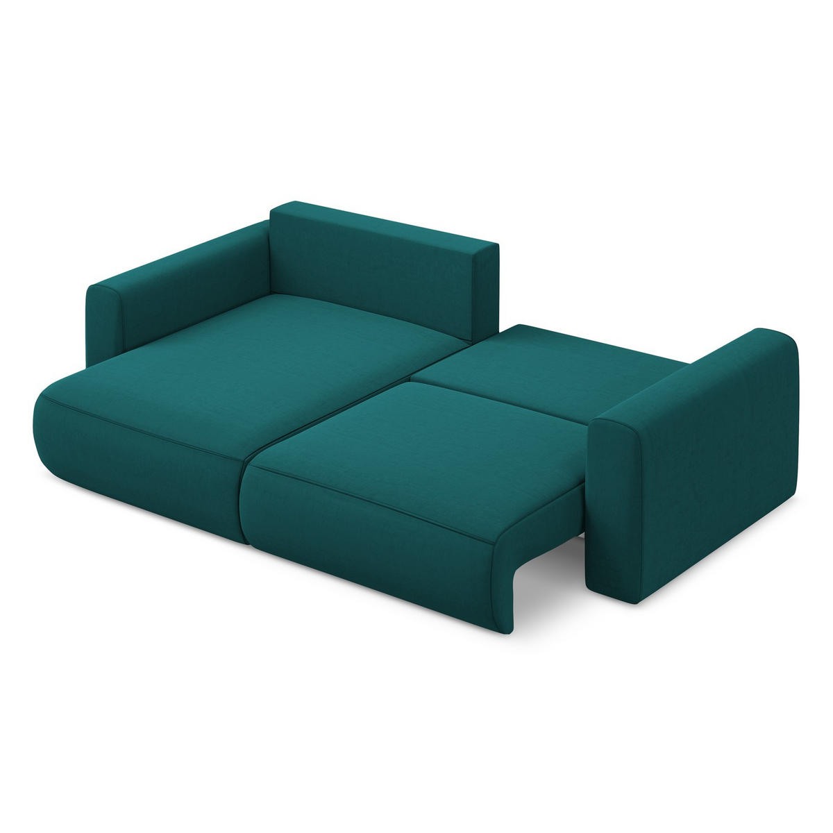 ECKSOFA mit Schlaffunktion Samt Stoff Blau - Blau/Petrol, Kunststoff/Textil (149/240cm) - LaMiaSofa