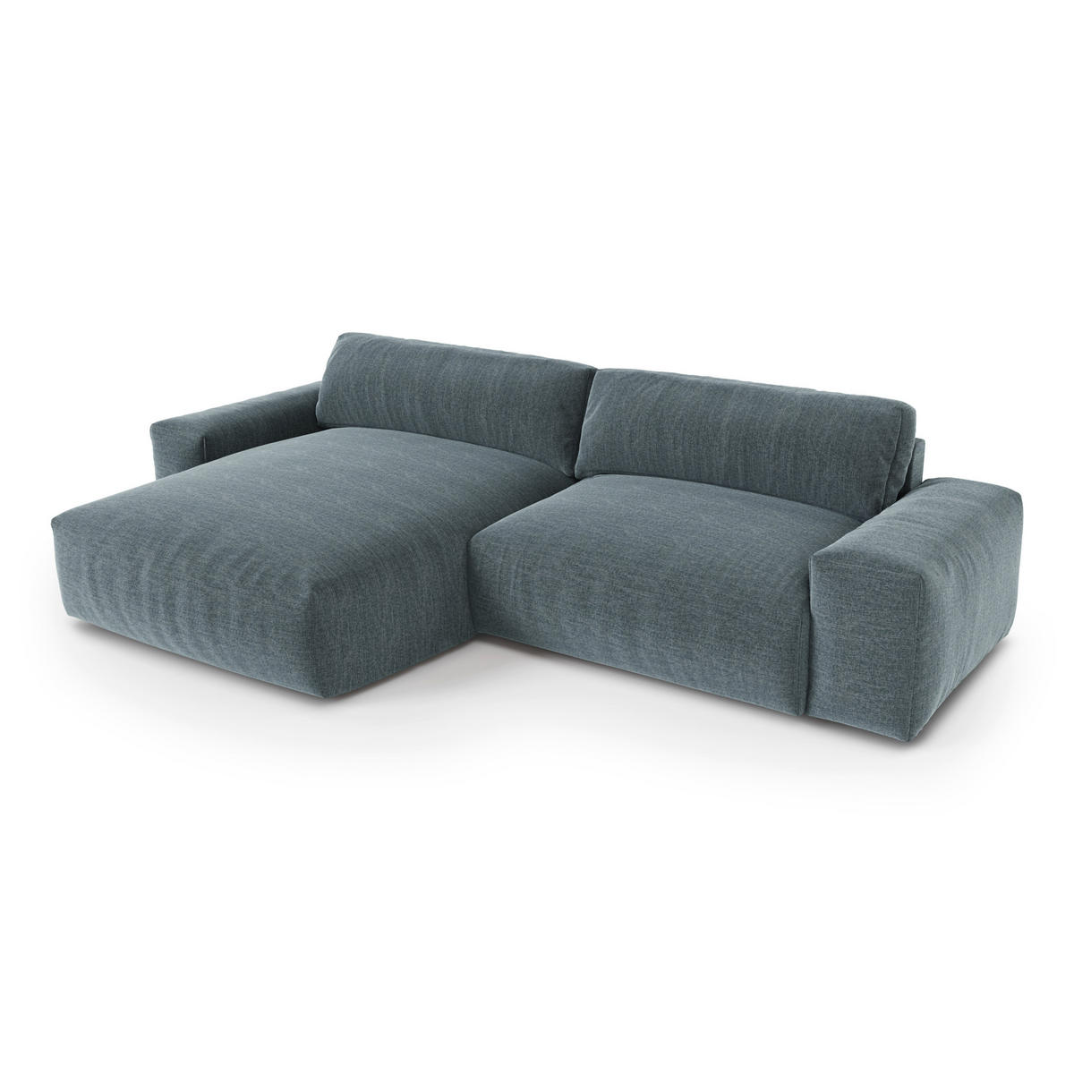 ECKSOFA LINKS Rastergewebe mit weichem Griff Jeansblau 310cm - Blaugrau, Textil (174/310cm) - Sia Home