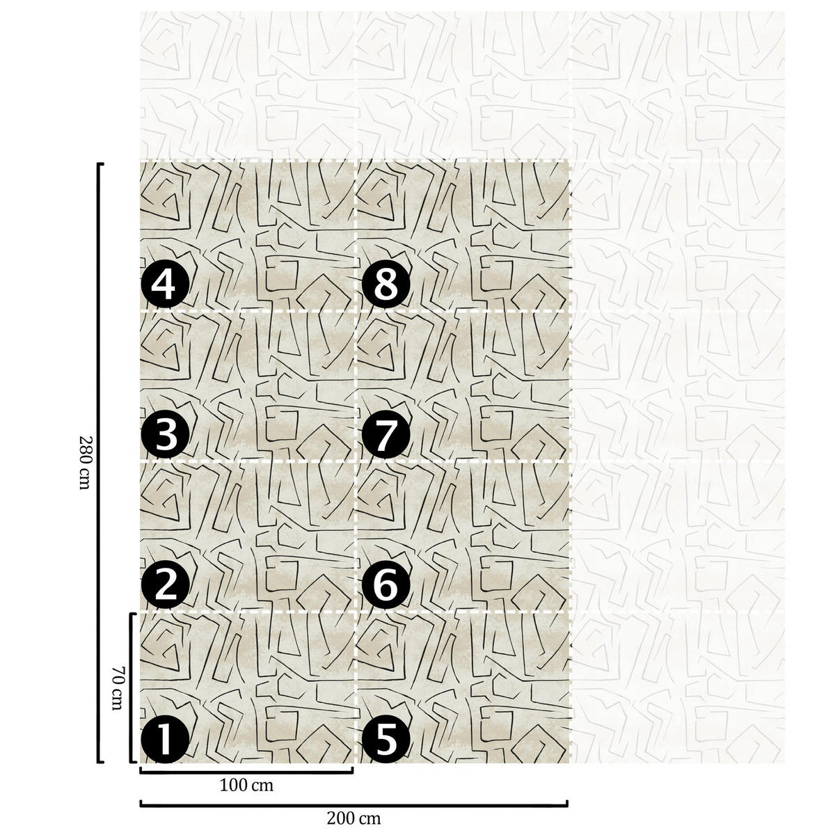 TAPETE Graffiti aus echtem Papier, 200x280cm, 8 Bögen - Beige, Papier (200/280cm) - WALLPAPERS4BEGINNERS