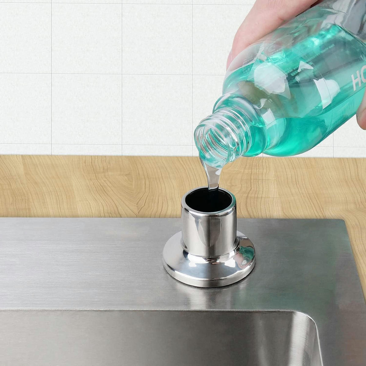 SPÜLMITTELSPENDER Einbau Edelstahl 500 ml - Silberfarben, Metall (11.8/7/21.2cm)