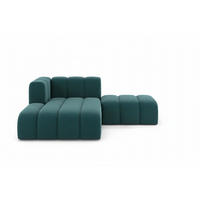 CHAISELONGUE Mit Hocker Grand, Veloursstoff Salvador, Azurblau, Links - Blau, Holz (204/179cm) - Kaiser Möbel