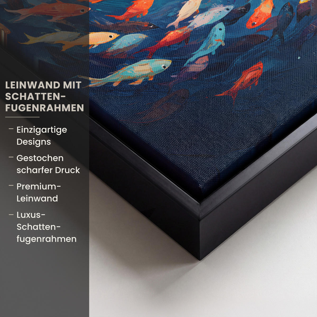 LEINWAND Bilder mit Rahmen - Meer - Fische - Bunt - Dynamisch - 20x30 - Hellblau, Textil (20/30cm) - MuchoWow