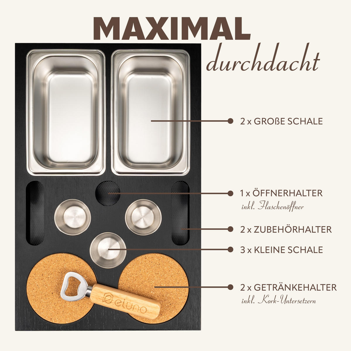 COUCHBAR mit abnehmbarem Deckel, Bambus, schwarz - Schwarz, Holz (26/8/40cm) - eluno