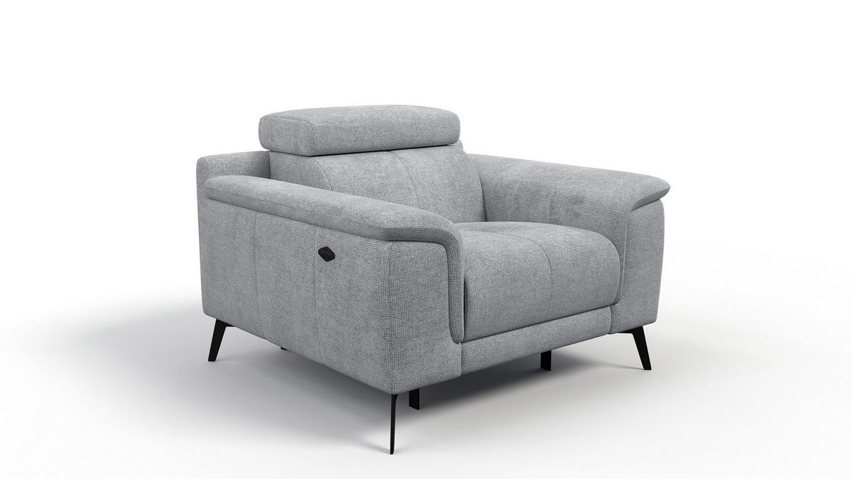 SESSEL FIERO mit Relaxfunktion, silberfarben - Silberfarben/Schwarz, Holzwerkstoff/Textil (114/82/103cm) - Courtois Laville