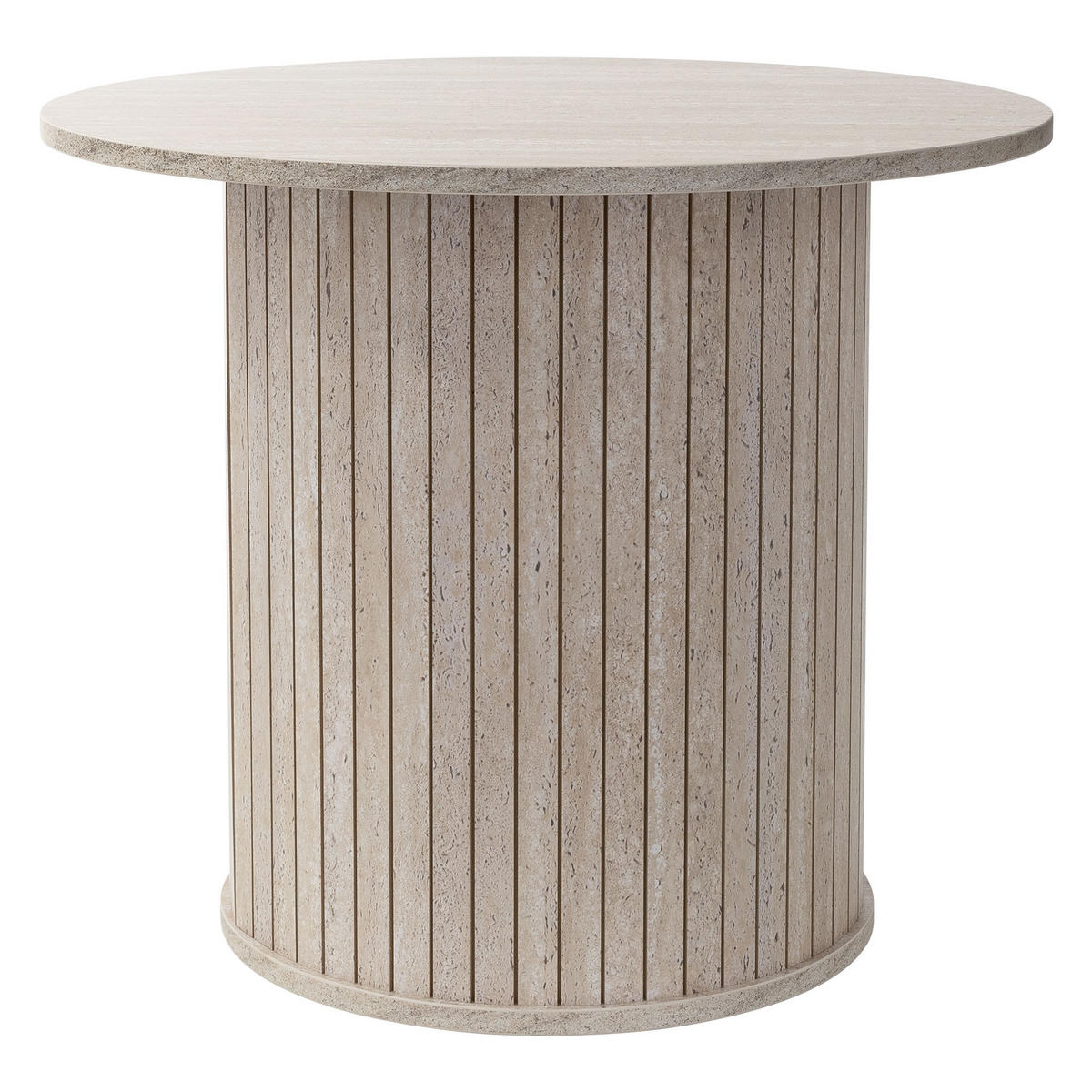 COUCHTISCH rund Ø60 x 50 cm Stein-Optik Beige - Beige, Holz (60/60/50cm) - ML-DESIGN