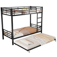 ETAGENBETT 90/200 cm in Schwarz mit Ausziehbett 90/190 cm aus Metall - Schwarz, Metall (90/190cm) - Flora Grace