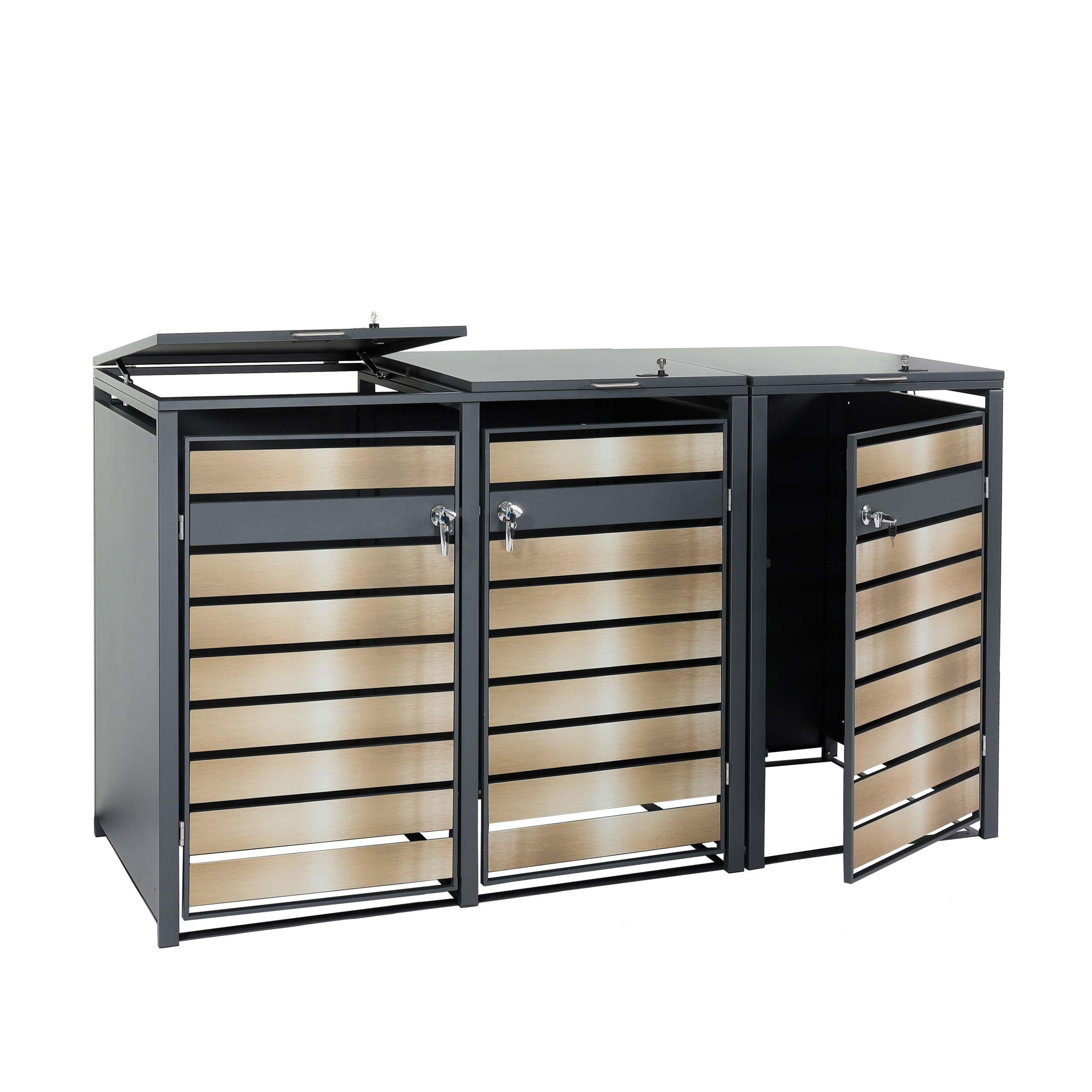 Proregal Mülltonnenbox Gold 200x117x80 cm