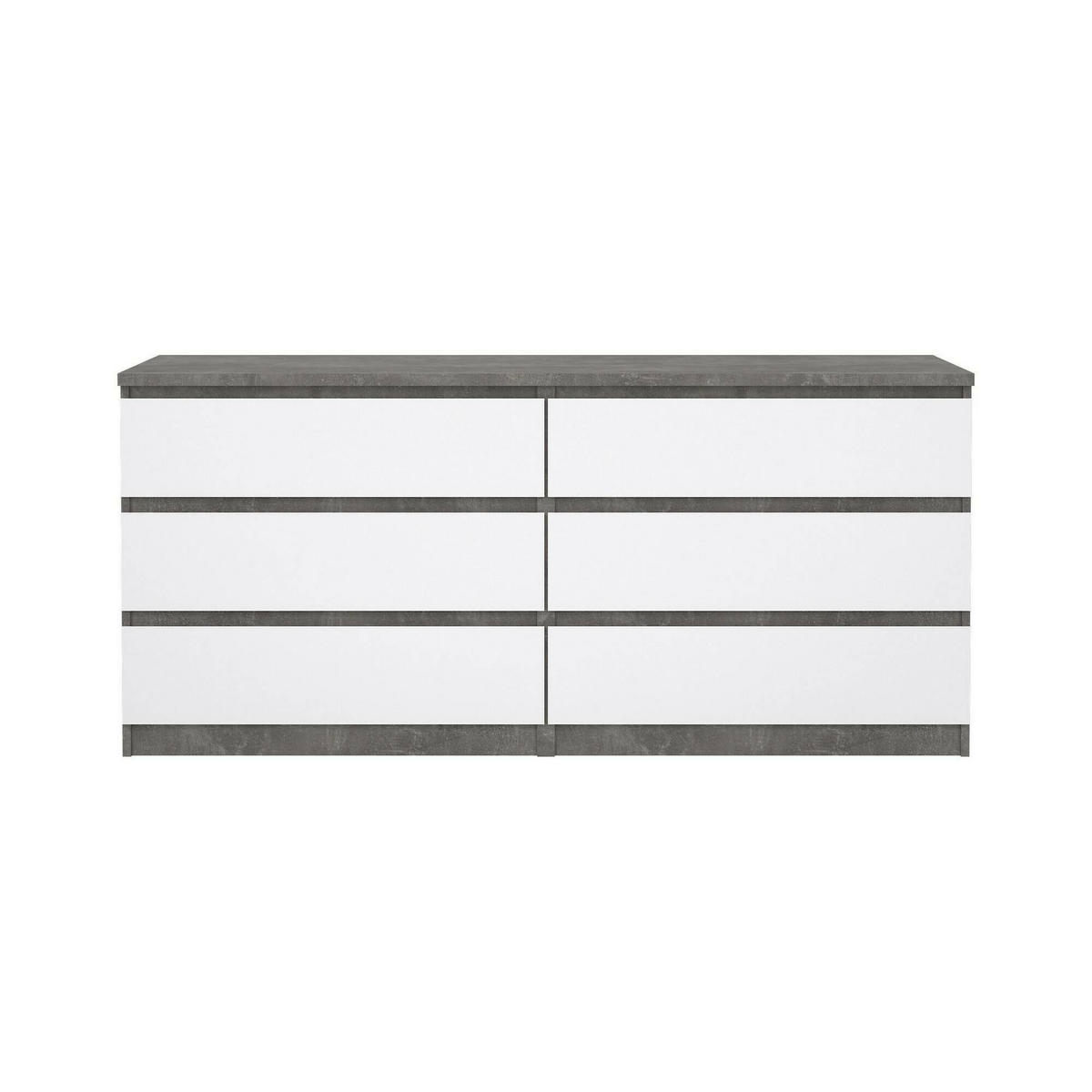 KOMMODE Zement, Glänzendes Weiß 50/153.8/70.1 cm - Grau, Holzwerkstoff (153.8/70.1/50cm) - DMORA