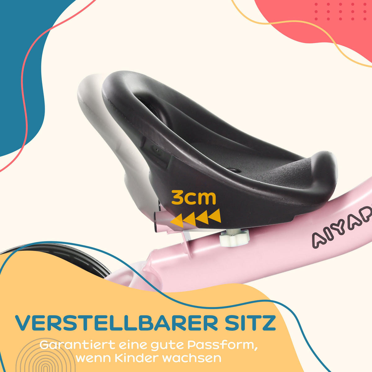 KINDERDREIRAD, Blau/Weiß/Roa, Metall+ EVA - Rosa, Metall (70.5/53/58cm) - AIYAPLAY
