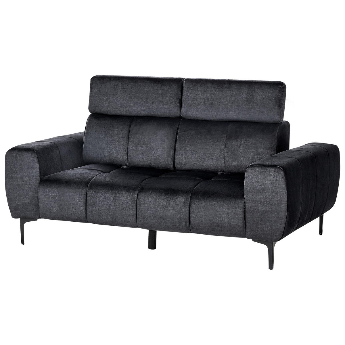 2-SITZER-SOFA Samtstoff schwarz Vegamo - Schwarz, Textil (176/97/110cm) - Beliani