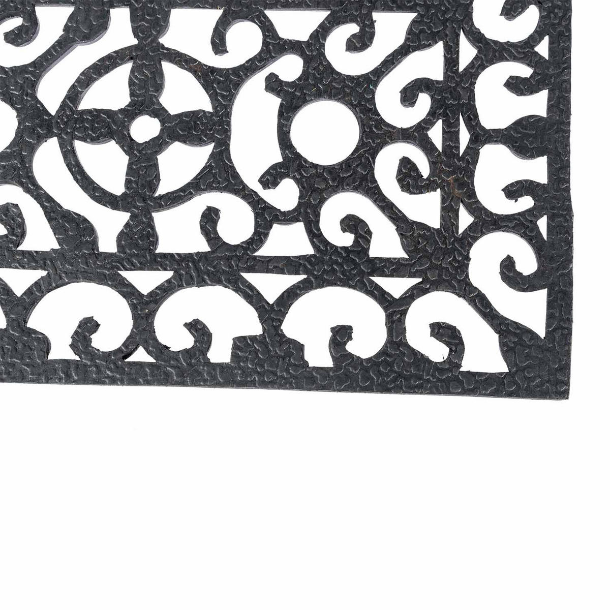 FUSSMATTE Ornament, Gummi 25/75 cm - Schwarz, Naturmaterialien (25/75cm) - Homescapes