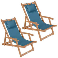 SONNENLIEGE Tavira Akazie petrol klappbar 2er-Set - Petrol, Holz (60/110/110cm) - Juskys