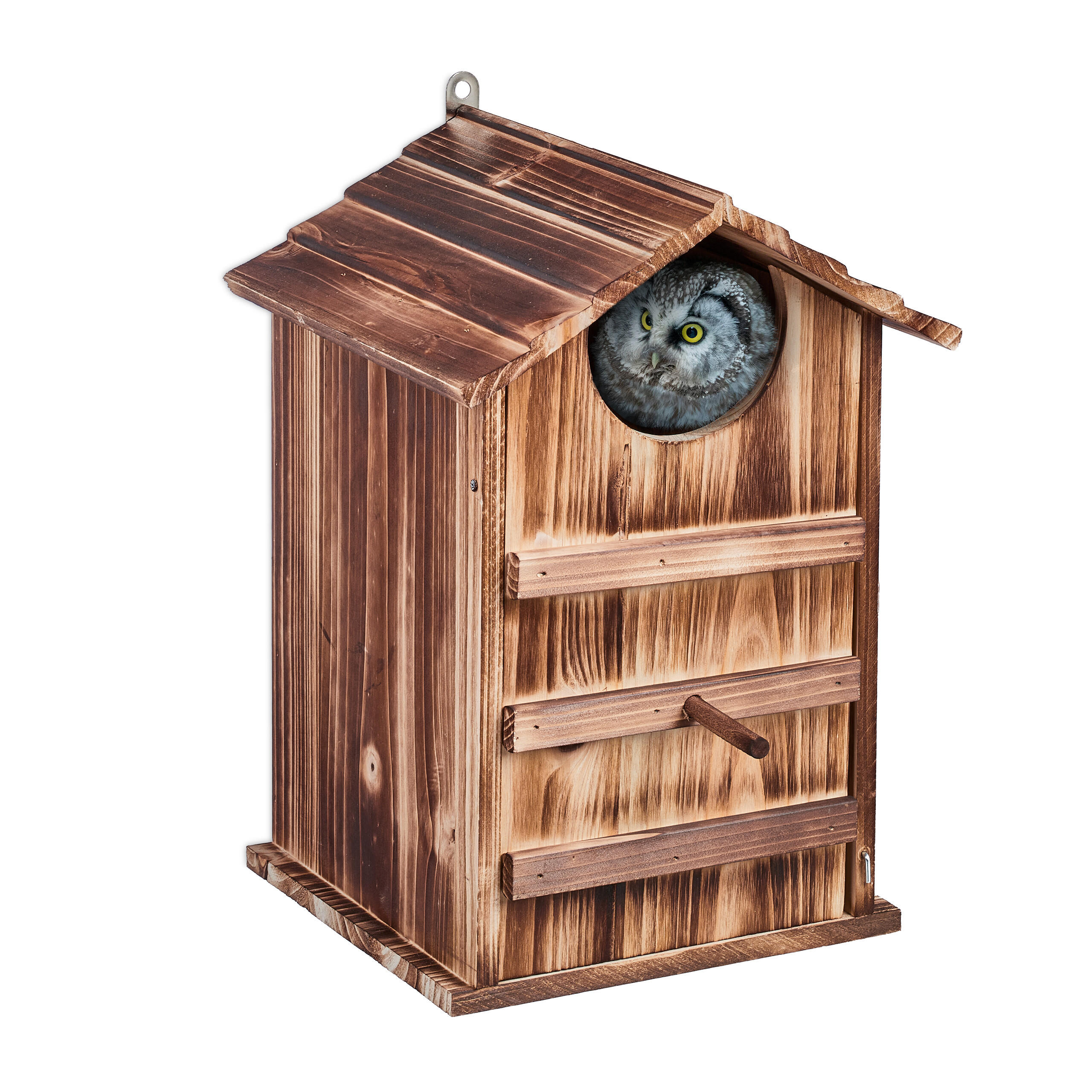 EULEN-NISTKASTEN - Hellbraun, Holz/Metall (25/38.5/29cm) - Relaxdays