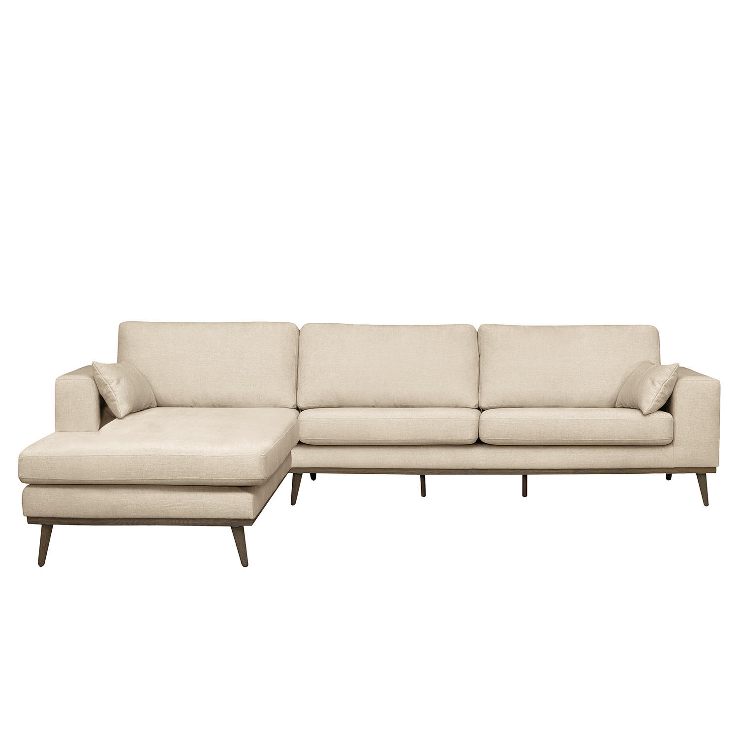 ECKSOFA mit Longchair - Eichefarben/Creme, Eichenholz/Textil (281/153cm) - home24