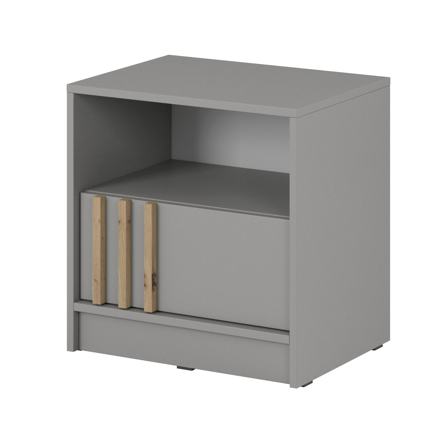 Bettso Nachttisch Grau, Eiche Artisan 51x52x38 cm