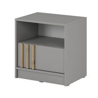 NACHTTISCH Nelly Grau, Artisan Eiche Lamellen, mit Schublade - Eiche Artisan/Grau, Holzwerkstoff (51/52/38cm) - Bettso