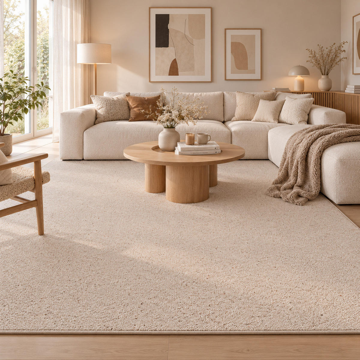 NATUR TEPPICH WOLLE BERBER - Beige, Textil (100/200cm) - Snapstyle