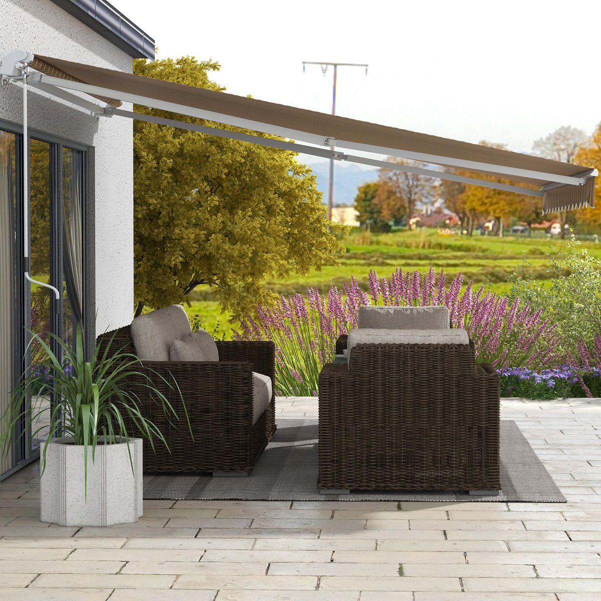 MARKISE Sonnenschutz Sonnendach, 3, 5 m x 2,5 m, Gelb + Grau - Gelb, Metall (350/1/250cm)