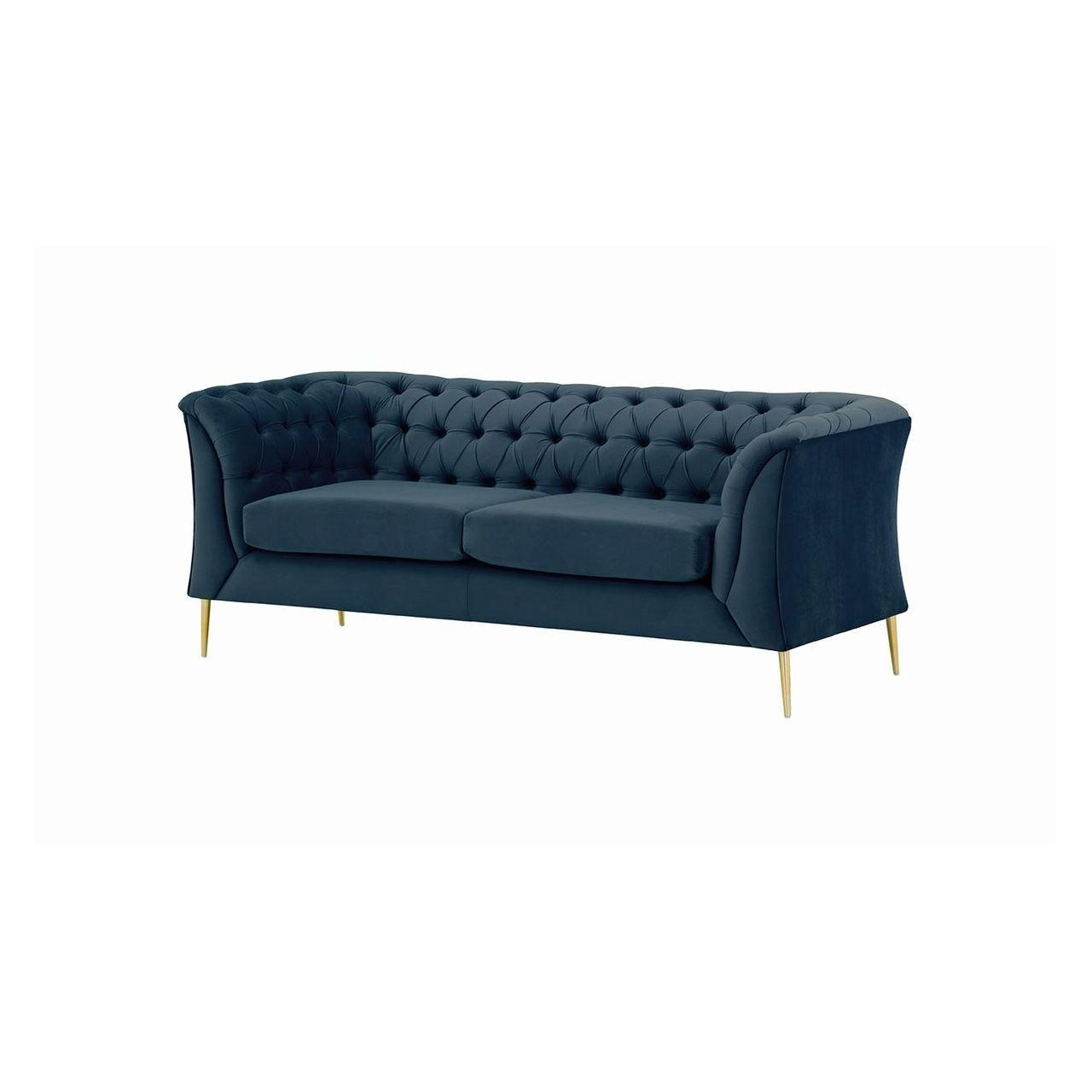 ZWEISITZER-SOFA Chesterfield Modern-Velluto 11 - Dunkelblau, Holz/Textil (183/74/80cm)