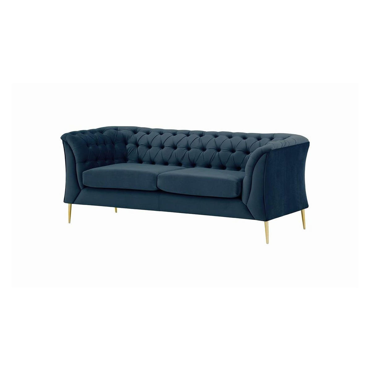 ZWEISITZER-SOFA Chesterfield Modern-Velluto 11 - Dunkelblau, Holz/Textil (183/74/80cm)