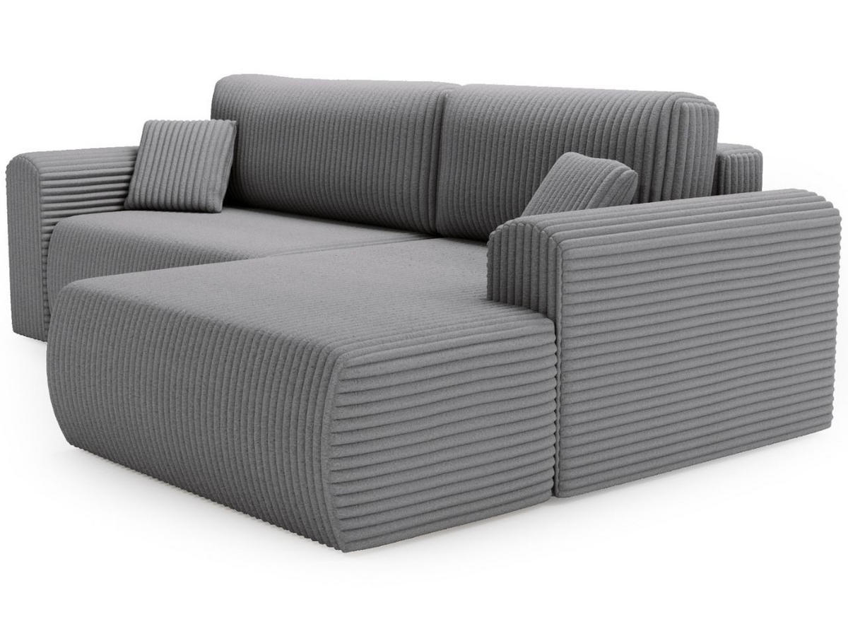 ECKSOFA Belvio Dunkelgrau Rechts - Dunkelgrau/Schwarz, Holz/Textil (257/177cm) - Graingold