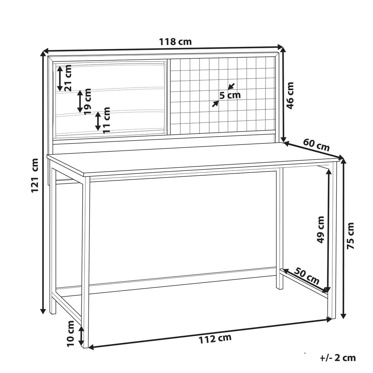 SCHREIBTISCH dunkler Holzfarbton/schwarz 118/60/121 cm Vince - Schwarz, Holzwerkstoff (60/118/121cm) - Beliani