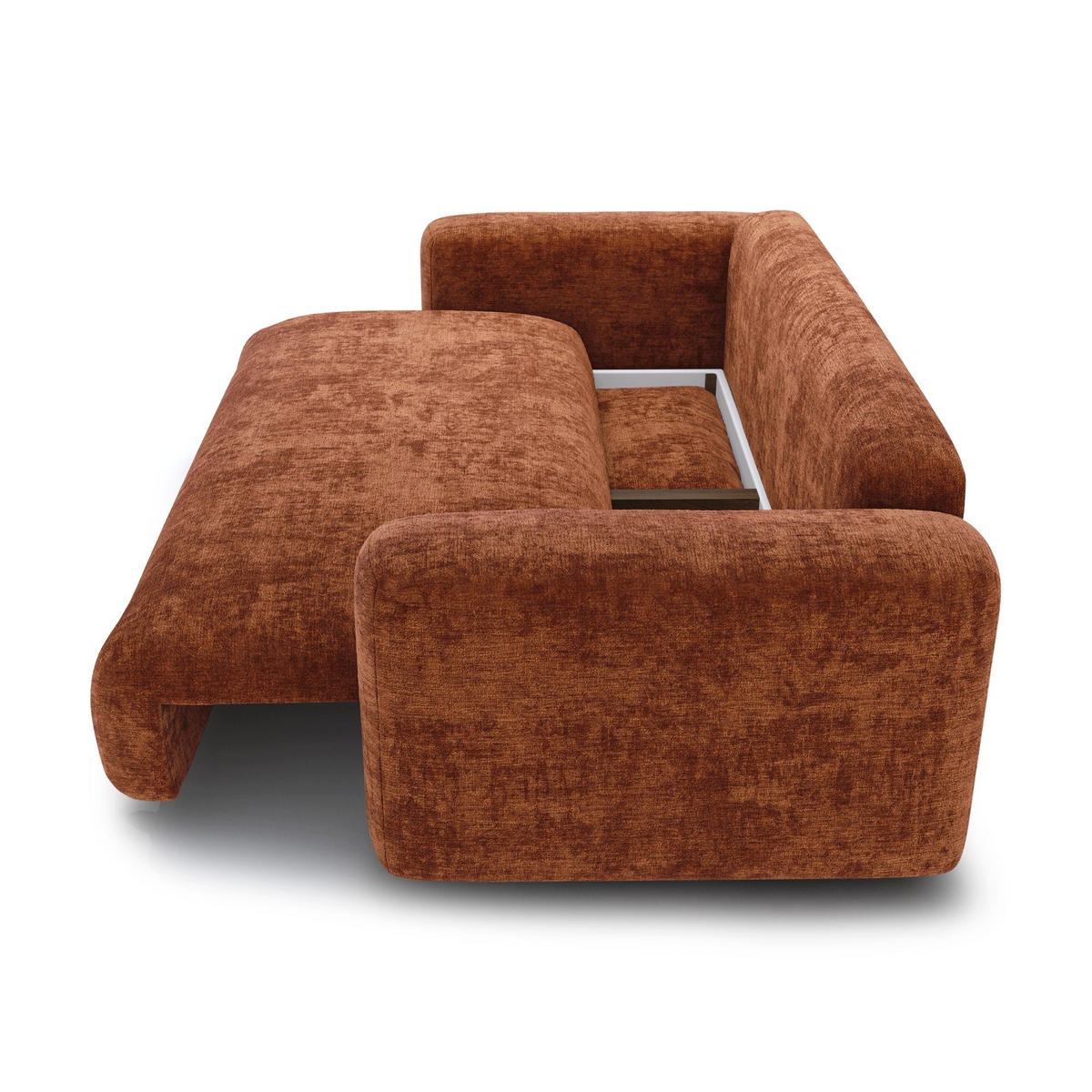 SCHLAFSOFA mit Stauraum LIOR Strukturierter Samt Terrakotta 260cm - Dunkelorange/Terracotta, Textil (260/83/100cm) - Premium Interiors