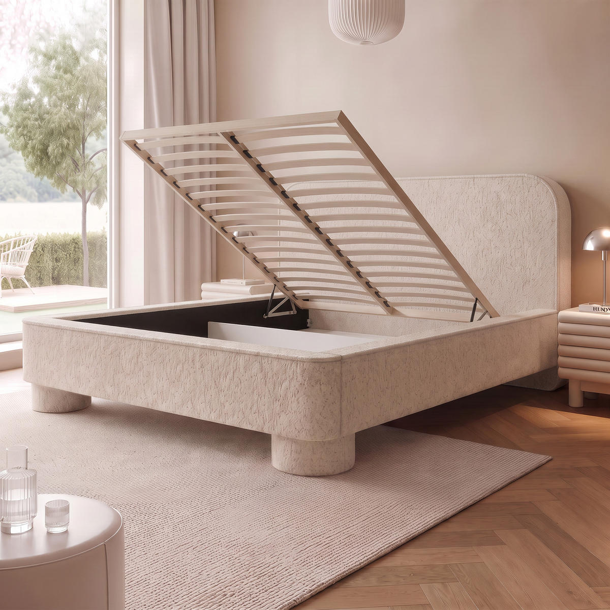 POLSTERBETT SALNUK 200x200 cm, Beige - Beige, Textil (200/200cm) - Fedve