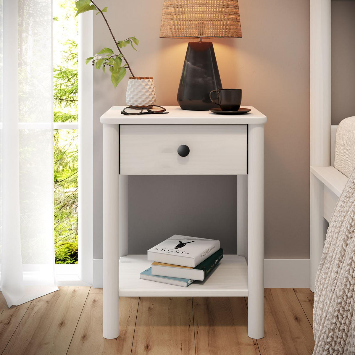 NACHTTISCH APOANA weiß - Weiß, Holz (45/55/35cm) - IDIMEX