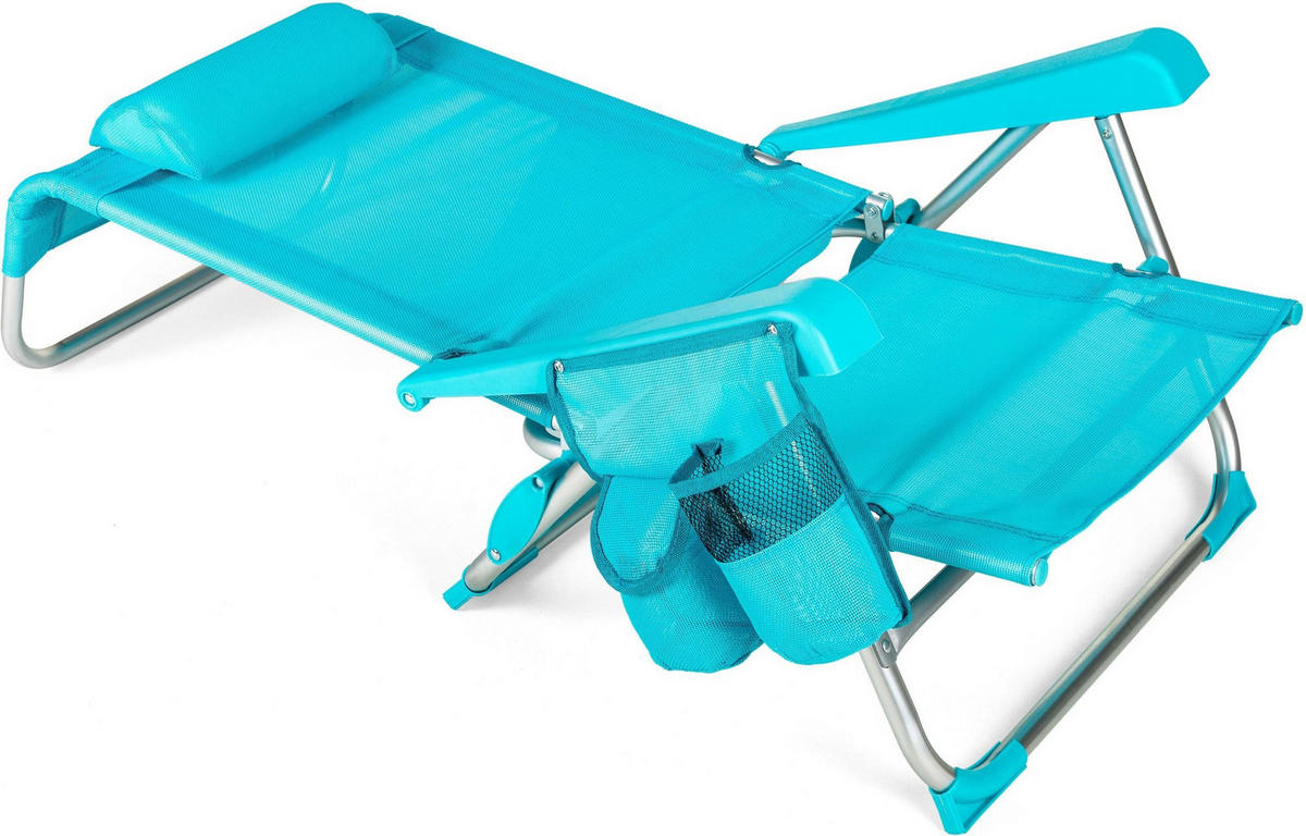 GARTEN-RELAXSESSEL 2-in-1 Sessel/Liege, bis 120 kg - Blau, Textil/Metall (58/41/101cm) - Outtec