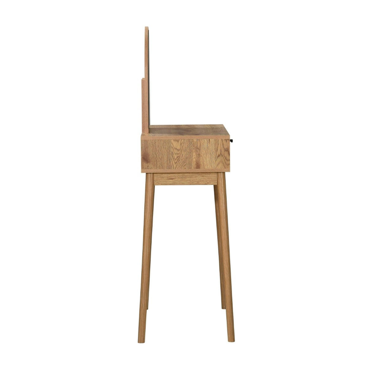 SCHMONKTISCH mit Spiegel und 2 Schubladen Rattanfronten 80/39/140 cm - Eschefarben, Holzwerkstoff (39/140/45cm) - Calicosy